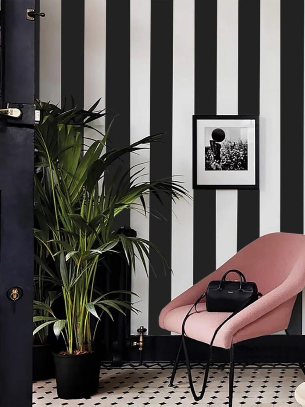 Black and White Striped Wallpaper Peel and Stick Modern118”×18”